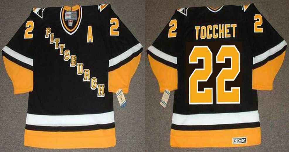 2019 Men Pittsburgh Penguins 22 Tocchet Black CCM NHL jerseys